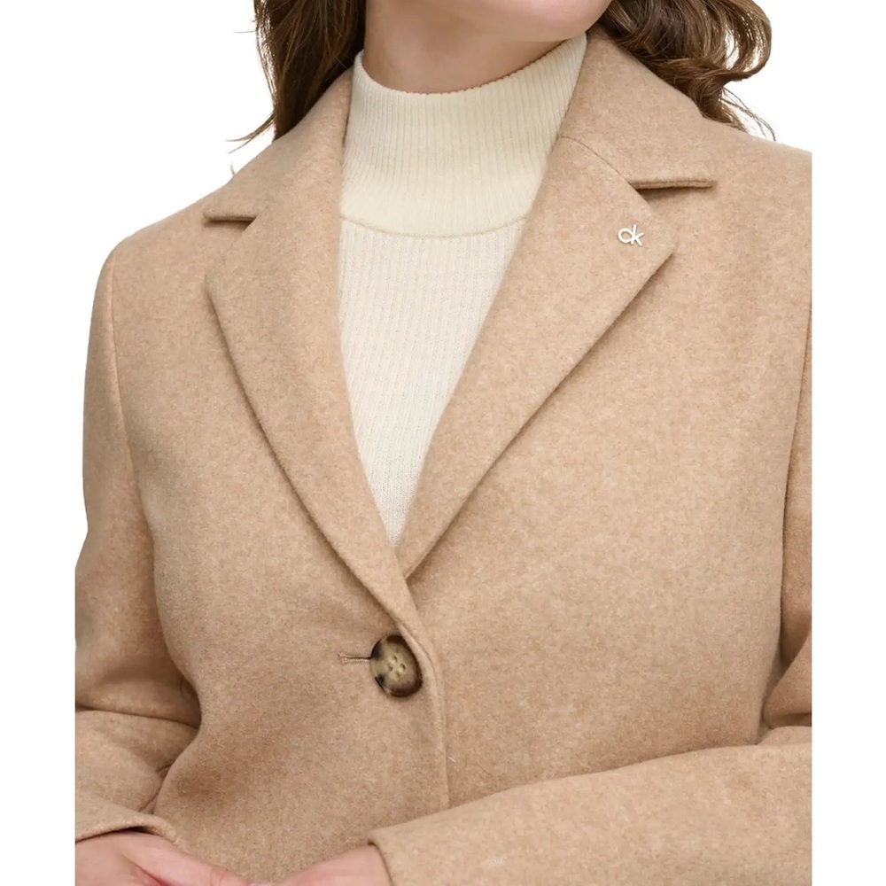 Calvin Klein Coat Camel coat Single Breasted Calvin Klein coat women’s size M - Picture 3 of 16